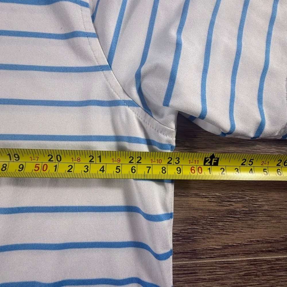 Southern Tide Club Mens Large Blue White Striped Performance Polo Shirt Golf - Picture 2 of 16